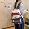 Women's Large Capacity Baackpack Color Block Middle School Schoolbag Cartoon Backpack