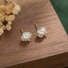 JMXD-Trend Simple Classical Ethnic Style Imitation Pearl Flower Stud Earrings for Women