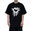 2025 New In Heart Print Japanese Simple Short Sleeve T-shirts Men Women Fashion Y2k Cotton T Shirt Unisex Trend Oversized Tops