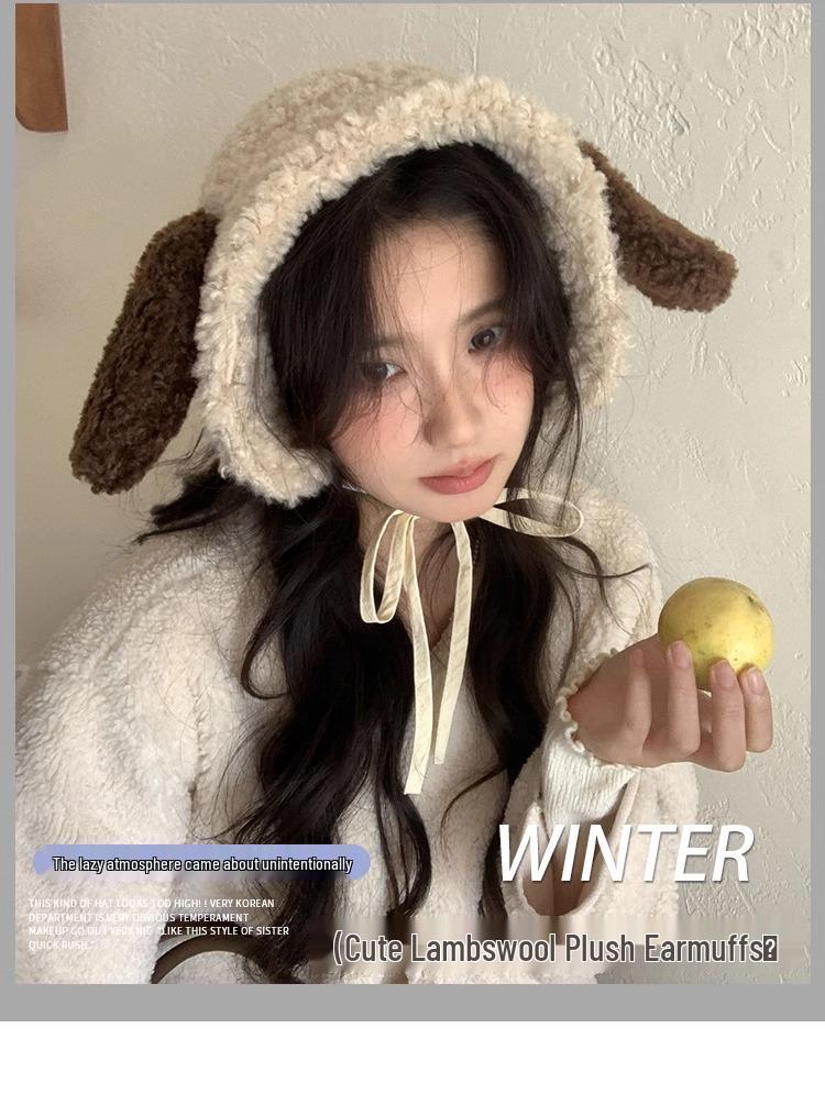 Милые плюшевые наушники в корейском стиле с щенком: Женские зимние ветрозащитные наушники