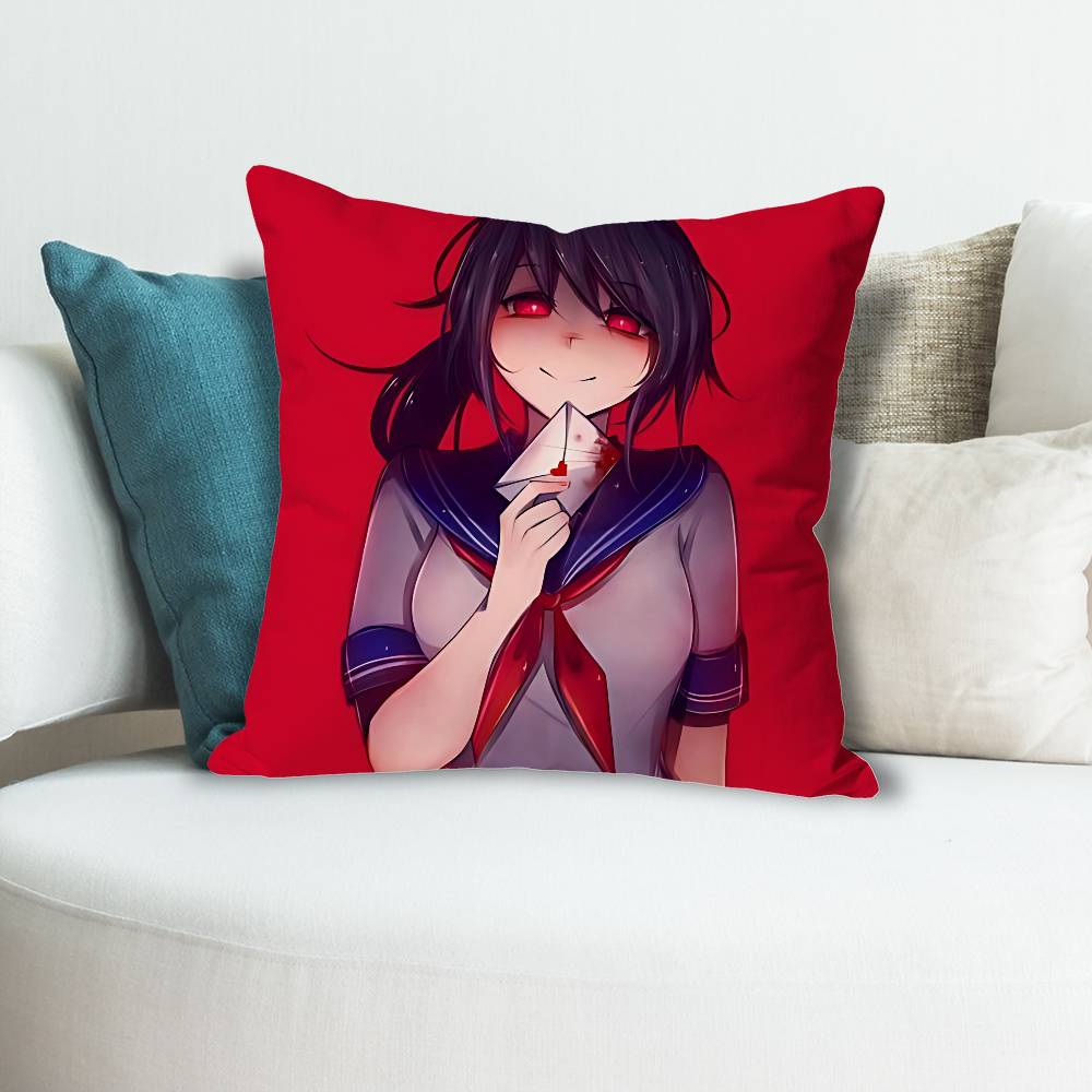 YYandere SSimulator Game Anime Celebrity Merchandise AllMatch Printed Pillow Case Sofa Car Office Room Decoration Protector