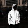 Men's Reflective Silver Grey Hooded Jacket - Trendy Spring/Autumn Streetwear for Outdoor Sports