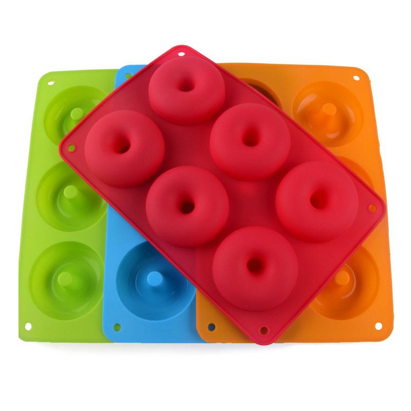 Модная форма для выпечки кексов, мыла, шоколада, бытовая форма для выпечки, антипригарное покрытие, 6 отверстий, подарки для вечеринок с кексами, многоразовый кухонный инструмент, силиконовая форма для пончиков