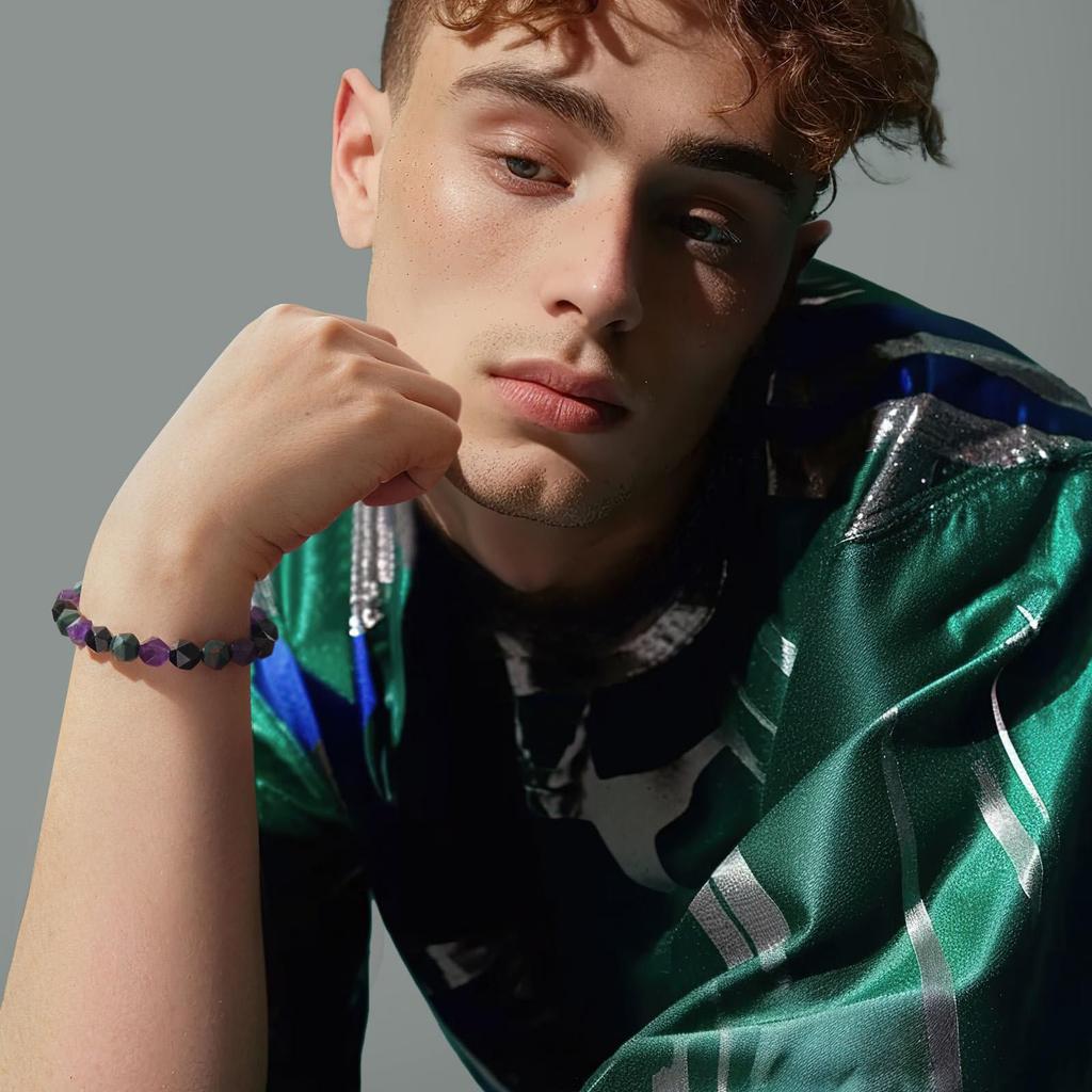 AWNL Браслет из натурального аметиста с серебряной застежкой, подарок для мужчин, 16,5см-18см