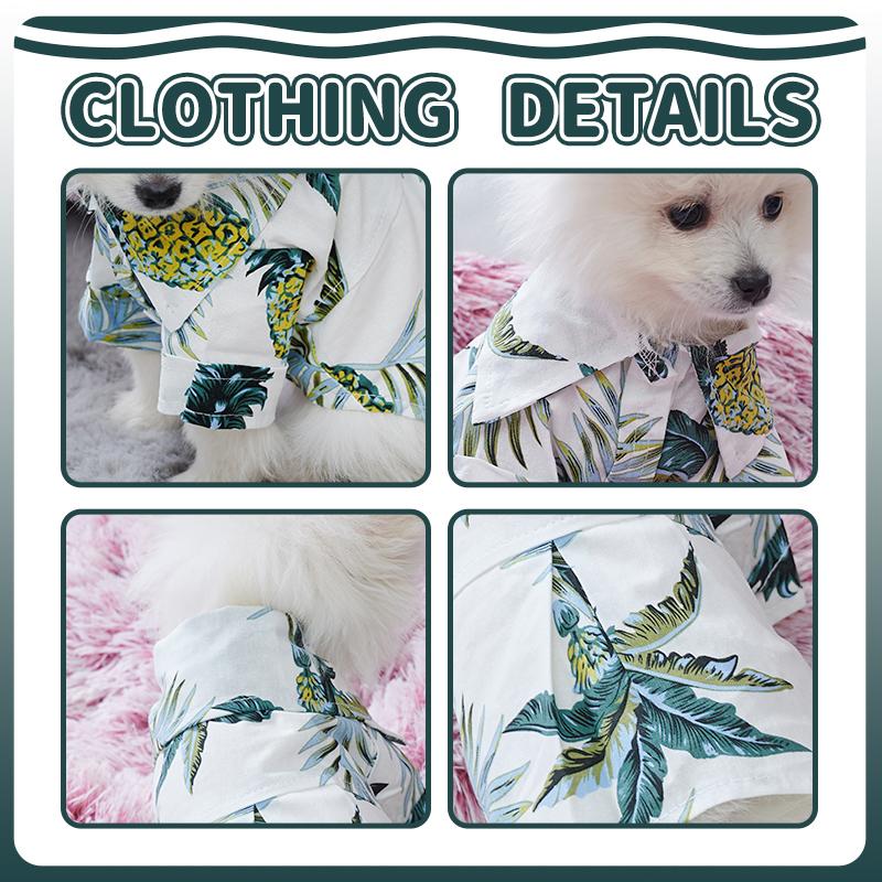 Футболки для собак в гавайском пляжном стиле, тонкая дышащая летняя одежда для собак, жилет для маленьких собак, щенков, кошек, белый цвет
