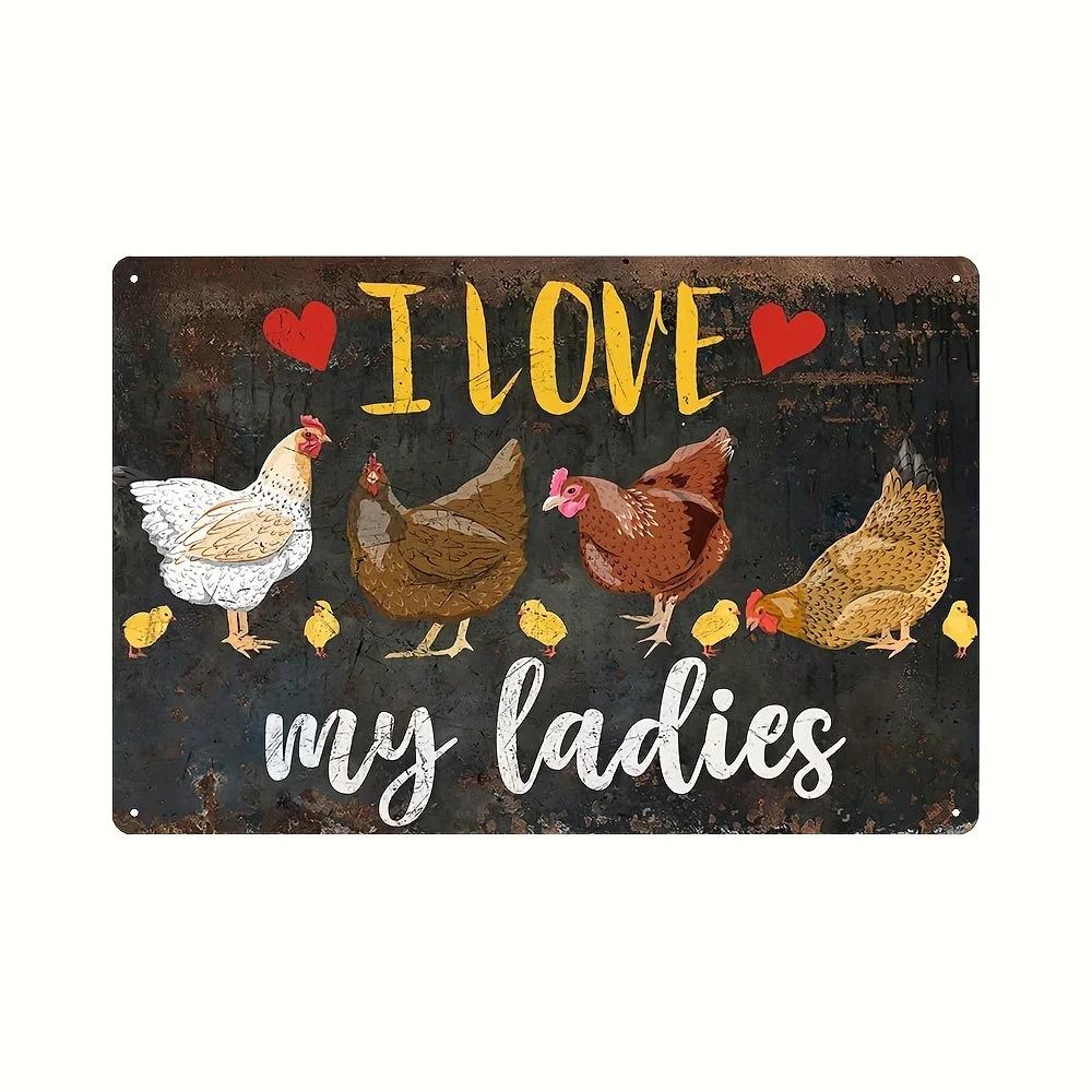 Rustic Chicken Farm Aluminum Sign Vintage Wall Decor for Cozy Coffee Shop Kitchen Farmhouse