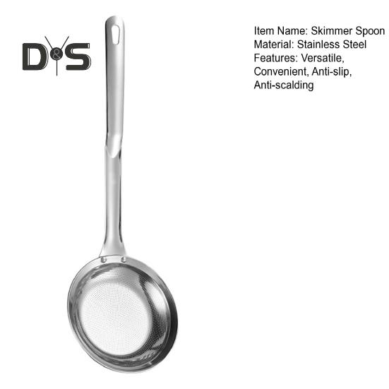 Ложка-скиммер из нержавеющей стали, мелкоячеистое сито, дуршлаг с длинной ручкой, универсальный кухонный инструмент для кухни