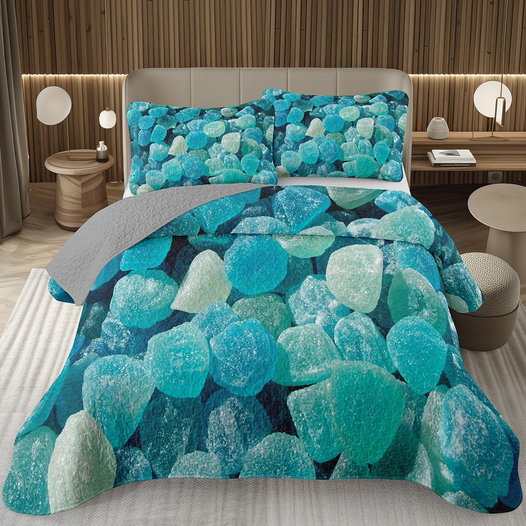 Сладкий Конфетный Комплект Квилтов для Девочек Мальчиков Подростков, Комплект Покрывал на Кровать на Тему Леденцов Кинг Десертное Стеганое Покрывало Мультяшный Стиль Покрывало на Кровать