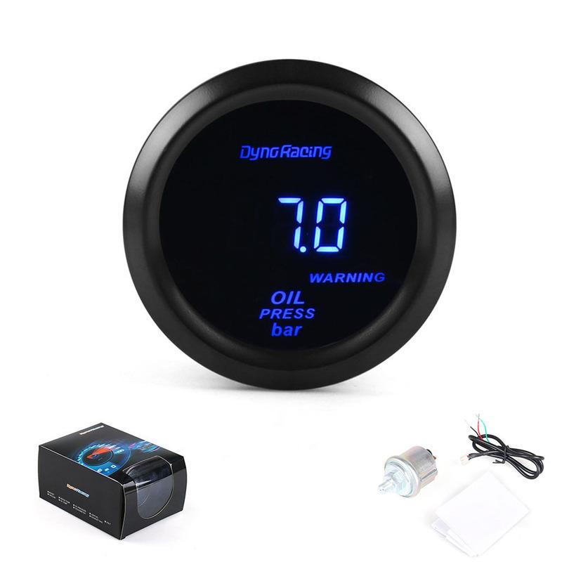 Dynoracing 2" 52MM Цифровой манометр давления масла 0-7 бар Манометр давления масла Синий светодиод с датчиком Автомобильный прибор TT102445