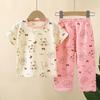 Kids Summer Cotton Short Sleeve Set Class A Baby Air Conditioner Clothes Boys Girls Home Pajamas