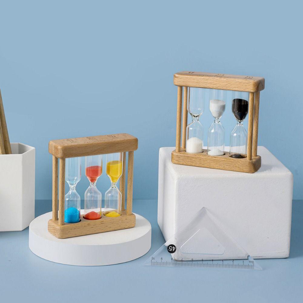 Песочные часы для чистки зубов в деревянной рамке на 1/3/5 минут 3-в-1 детские песочные часы цветные креативные песочные часы