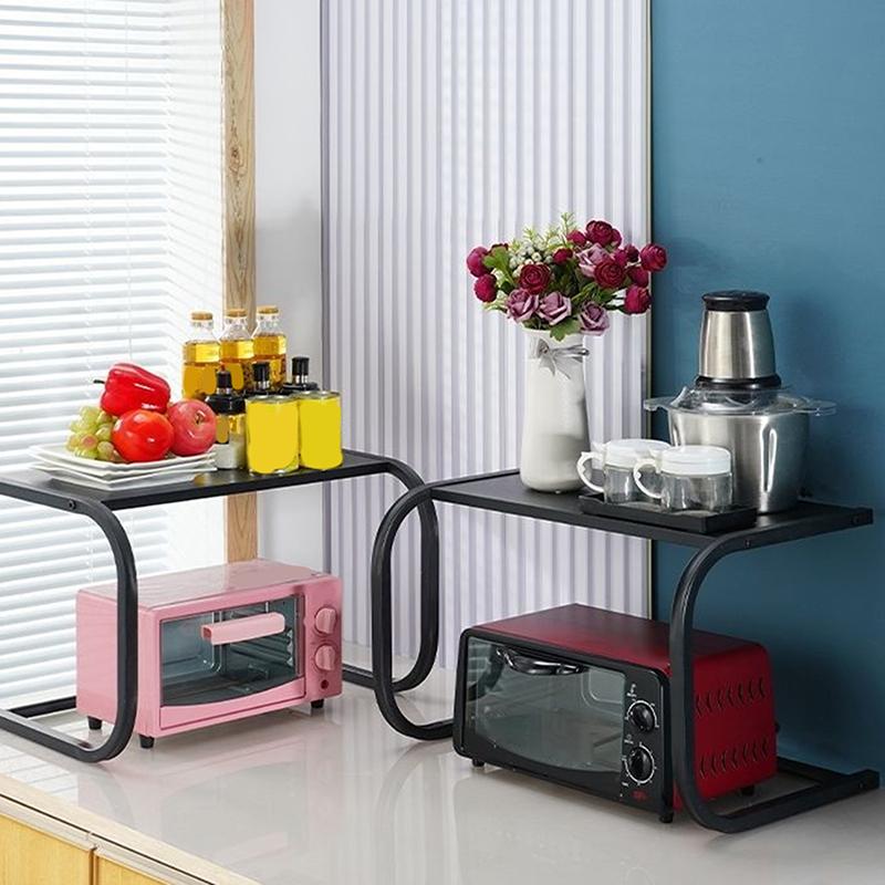 Кухонная полка для духовки Бытовая многоярусная стойка для хранения Органайзер Полка Металлический кронштейн Большая вместимость Микроволновая полка