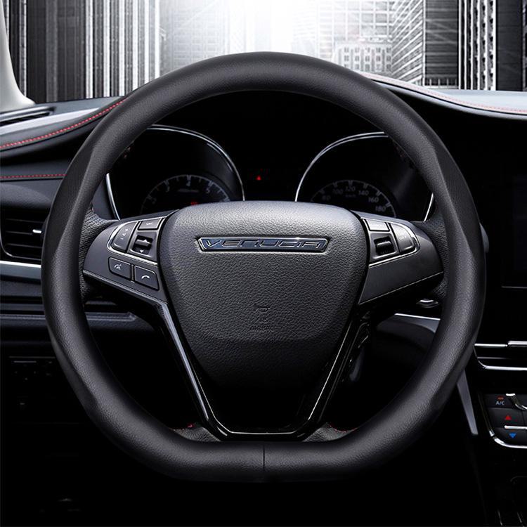 Leather Steering Wheel Cover for Dongfeng Qichen D50/R50/Chenfeng R50X/R30/T70M50V, All-Season Use