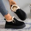 Winter Women Snow Boots   Thickened Fur Ankle Boots Women Slip-On Roman Style Shoes Rubber Sole Thick Heel Shoes Women