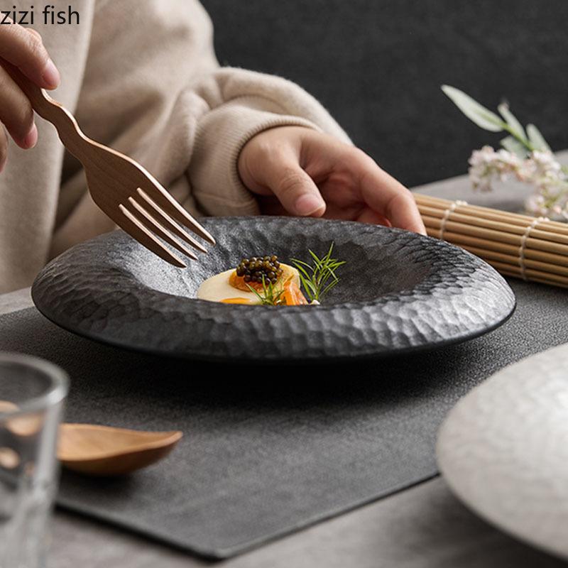 Однотонная креативная текстура Керамическая глубокая тарелка Десертная тарелка Салатная тарелка Тарелки для пасты Молекулярная кухня Специальная столовая посуда