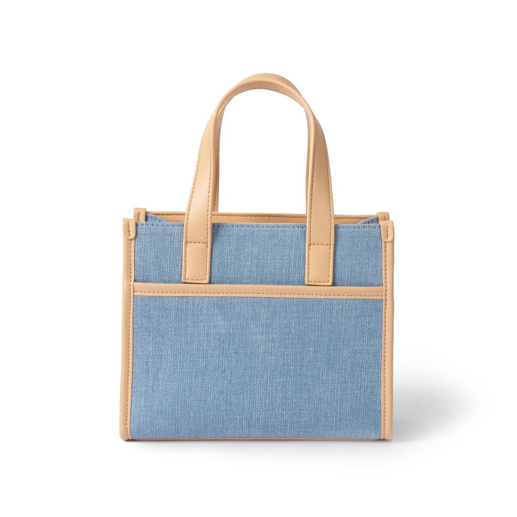 New Lee Fabric+Artificial Leather Tote Shoulder Bag, Crossbody Bag, Handbag Regular Women's Light Denim Blue LE240074M-521