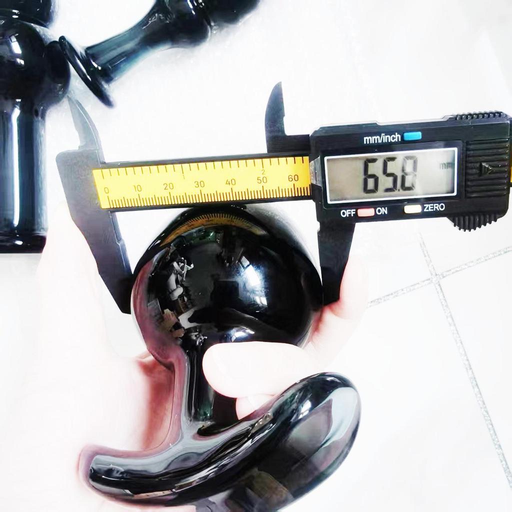 VaHppy Черные стеклянные анальные пробки 3 шт. 3,4/4,9/6,5 см SM BDSM товары для взрослых Гей анальная мастурбация расширение секс-игрушки вытягивание бусины