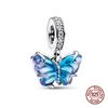 100% Стерлингового Серебра 925 Синий Океан Животное Светящиеся Бабочки Краб Шарм Бусины Подходит 925 Оригинальных Браслетов Роскошные Ювелирные Изделия DIY