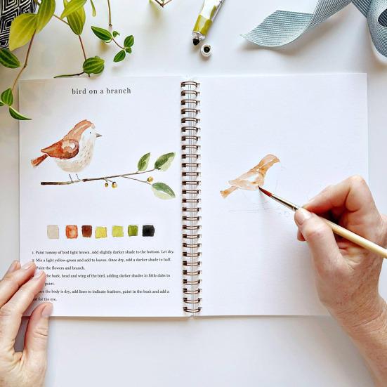 Yousheng Watercolor Workbook 24 Colors Watercolor Painting Set with Brushes Spiral-Bound Water Coloring Book Art Craft Gifts for Beginners
