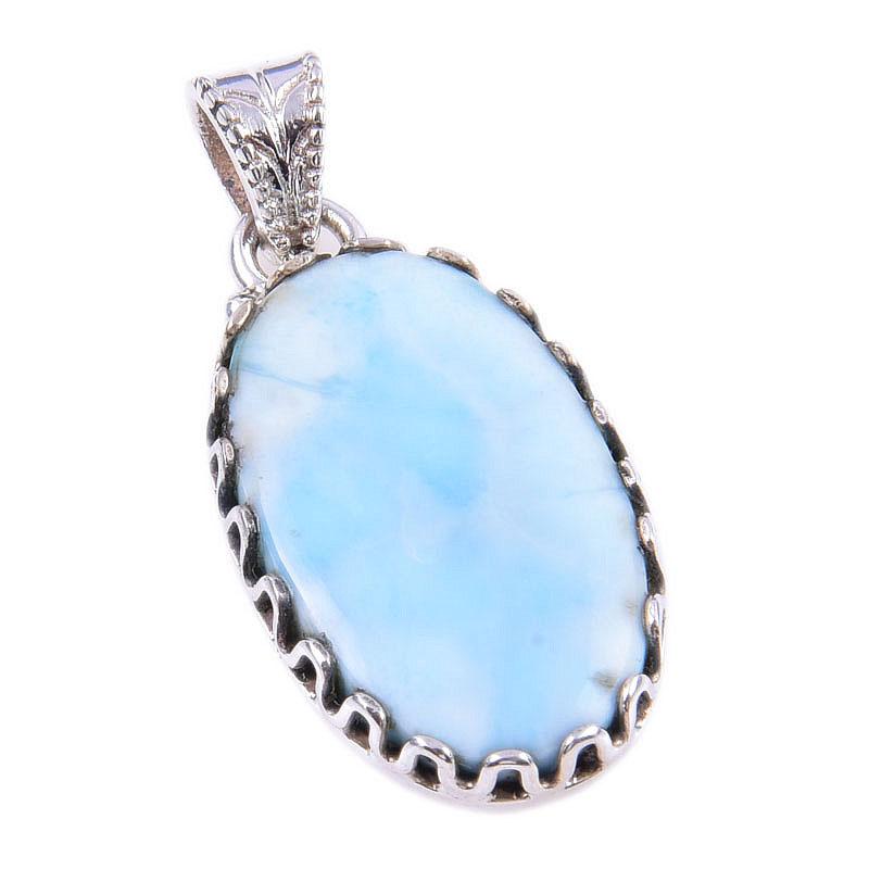 Подвеска из натурального ларимара, серебро 925 пробы, 1,25 дюйма e1k49