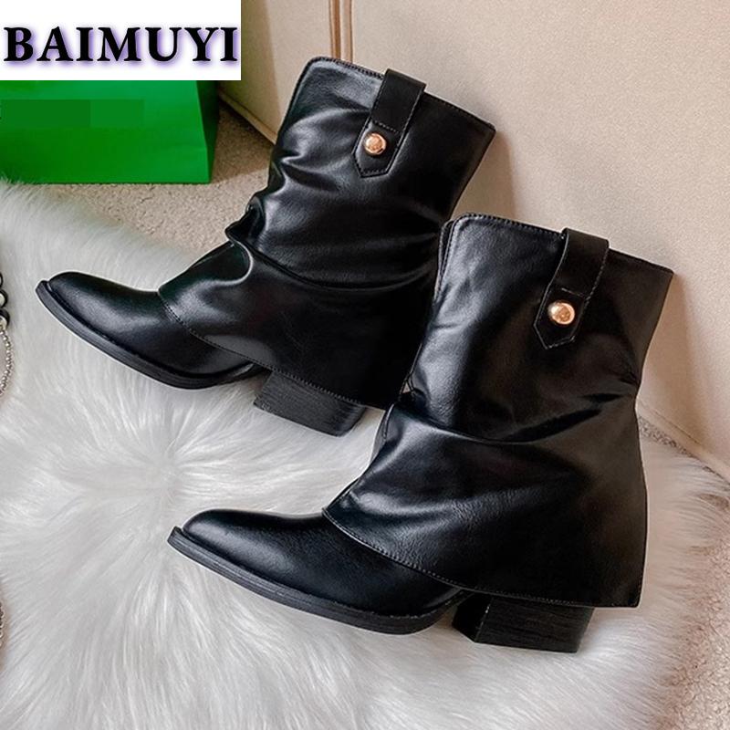 Women Ankle Boots High Heels Pointed Toe Brand Shoes 2025 Trend Sexy Chunky Designer Chelsea Boots Winter New Pumps Mujer Botas
