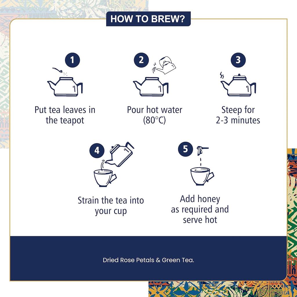 Dabri Зеленый чай роза рассыпной 100 г пакет | Для сияющей кожи и волос (Мужчины и женщины) | Натуральные лепестки роз | Богатые антиоксидантами | Органическая смесь