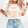 Женская футболка с принтом 'Stay Salty' в стиле 'Солнечный Океан' Топ Весна-Лето Чистый Хлопок Короткий Рукав Унисекс Футболка Закат
