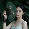 Древний китайский веер для танца Ханьфу Er Qing: Портативный шелковый веер для женщин