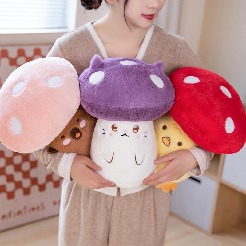 Fluffy Mushroom Stuffed Animal Plush Toy Doll Pillow Hanging Ornament Soft Pp Cotton Short Fur Plaything