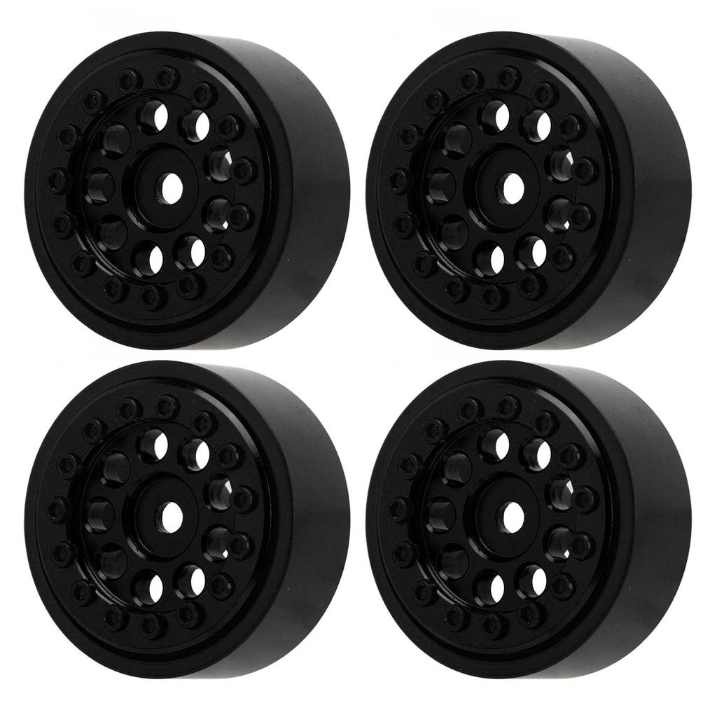 4Pcs 1.0 Inch Wheel Hub 9 Round Hole Aluminum Alloy Hub for FMS FCX24 1 24 Remote Control Climbing Car Black