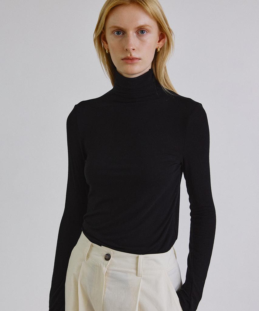 STEP AROUND Line Detail Wool Pola_Black