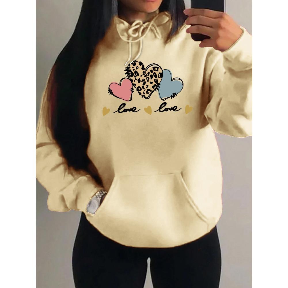 Розовый леопардовый принт сердце комбинированная печать женское худи свободное хип-хоп худи повседневная флисовая спортивная одежда Y2K худи