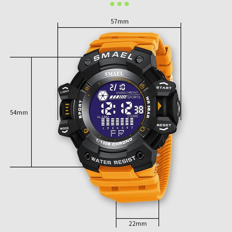 SMAEL Цифровые часы, военные наручные часы, светодиодный секундомер, будильник, мужские часы с большим циферблатом, 8050, модные спортивные часы, водонепроницаемые