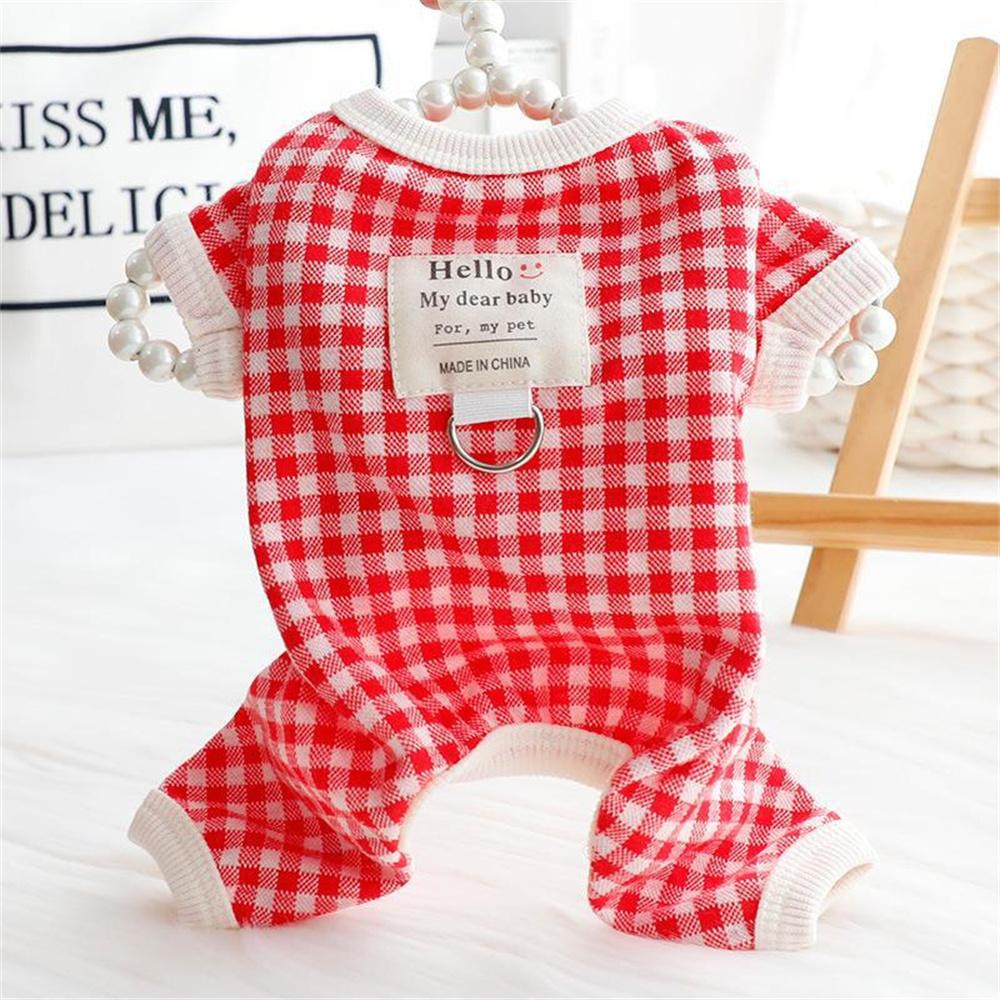 Spring Autumn Puppy Dog Jumpsuit with Traction Ring Plaid Pet Rompers Overalls for Small Dogs Yorkshire Maltese Mascotas Pajamas