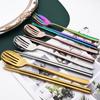 3Pcs Colourful Dinnerware Set 304 Stainless Steel Cutlery Set Korean Style Chopsticks Fork Spoon Portable Flatware Set