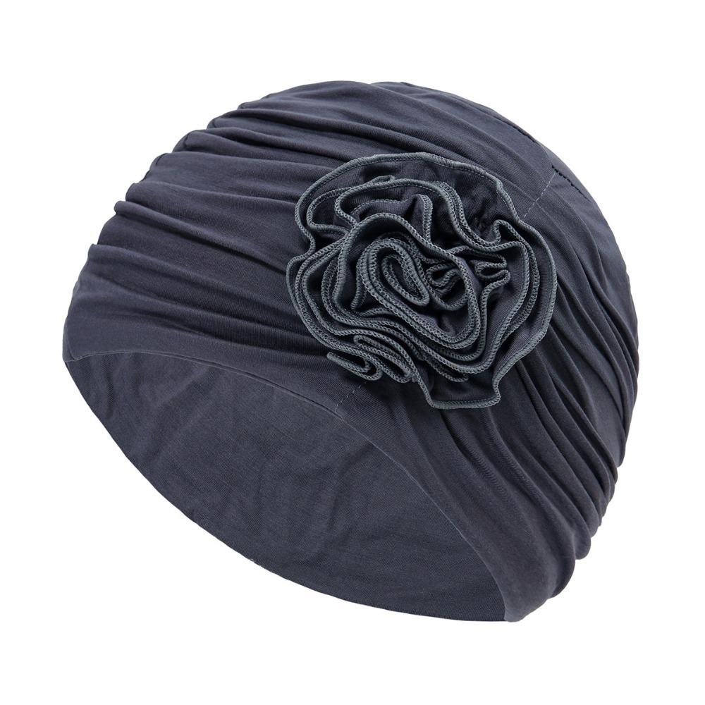 Double Layer Headscarf Hat 3D Flowers Headband Hat Simple Chemo Headwear Hat  For Women