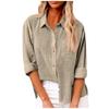 Women's Autumn Long Sleeve Button Solid Color Loose Shirt Casual Large Size Shirt