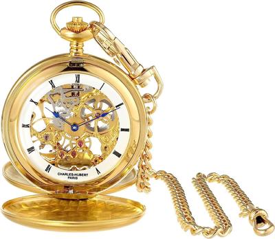 Карманные часы механические с ручным заводом скелетон [Charles Hubert] 3780-G мужские