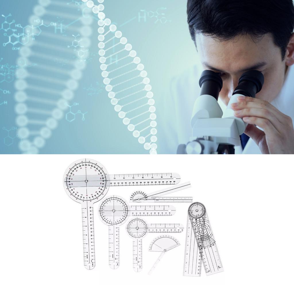 Набор медицинских гониометров 6 шт. ПВХ Прозрачная шкала Устойчивая к износу угловая линейка для ортопедии