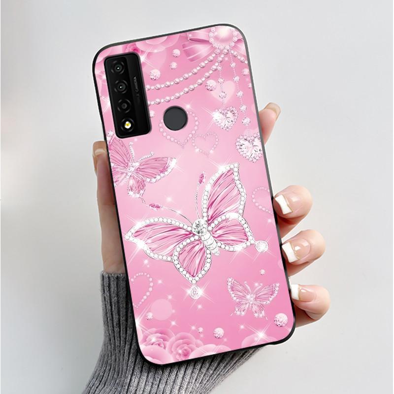 Case For TCL 20 XE 20XE 5087Z Phone Case Luxury Fashion Butterfly Flowers Black Soft TPU Silicone Protective Cover Shell Casing