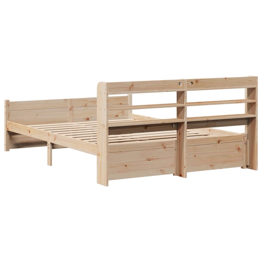 Wooden Bed Frame with Headboard without Mattress 135 x 190 cm