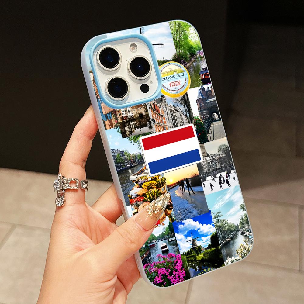 Netherland Dutch Flag Jelly Double layer Light Blue Mobile Phone Case for iPhone 17 16 15 14 13 12 11 Air Pro Max Plus