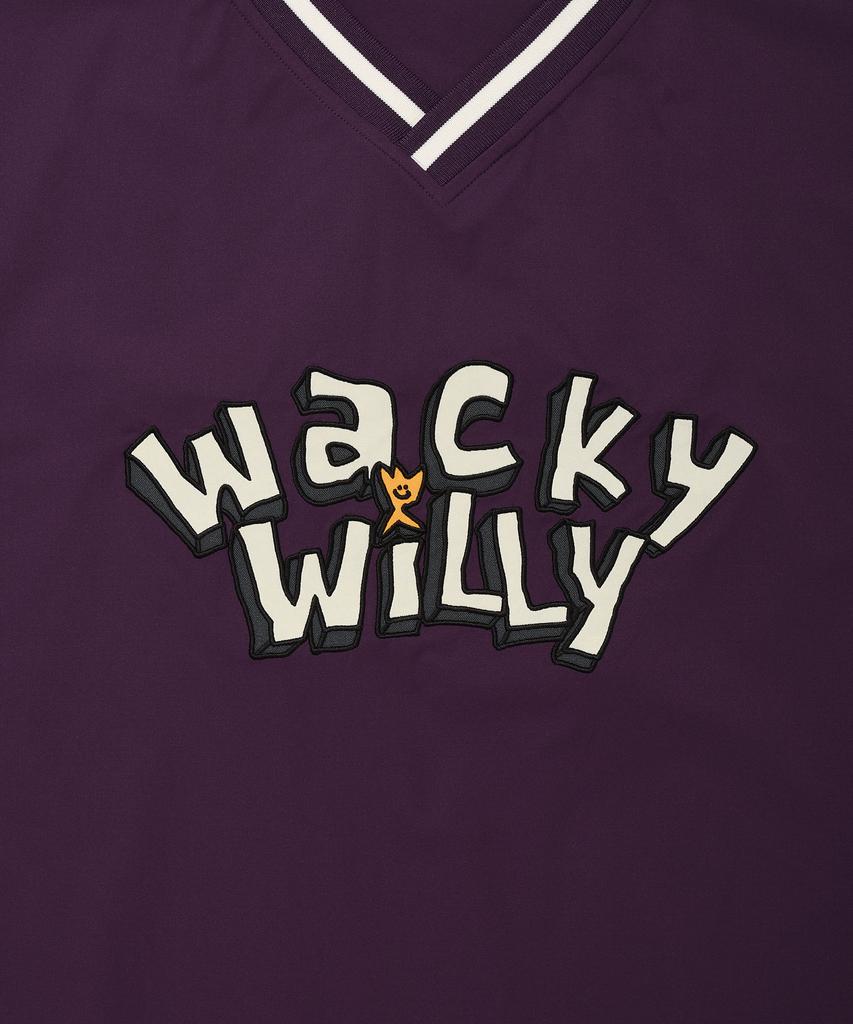 WACKY WILLY Typographic Synthetic Fiber Long Sleeve T-Shirt Purple