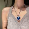 Diamond-Embedded Love Necklace Korean Fashion Style Personality Trendy Net Red Fairy Simple Dignified Sense of Design Necklace Necklace for Women