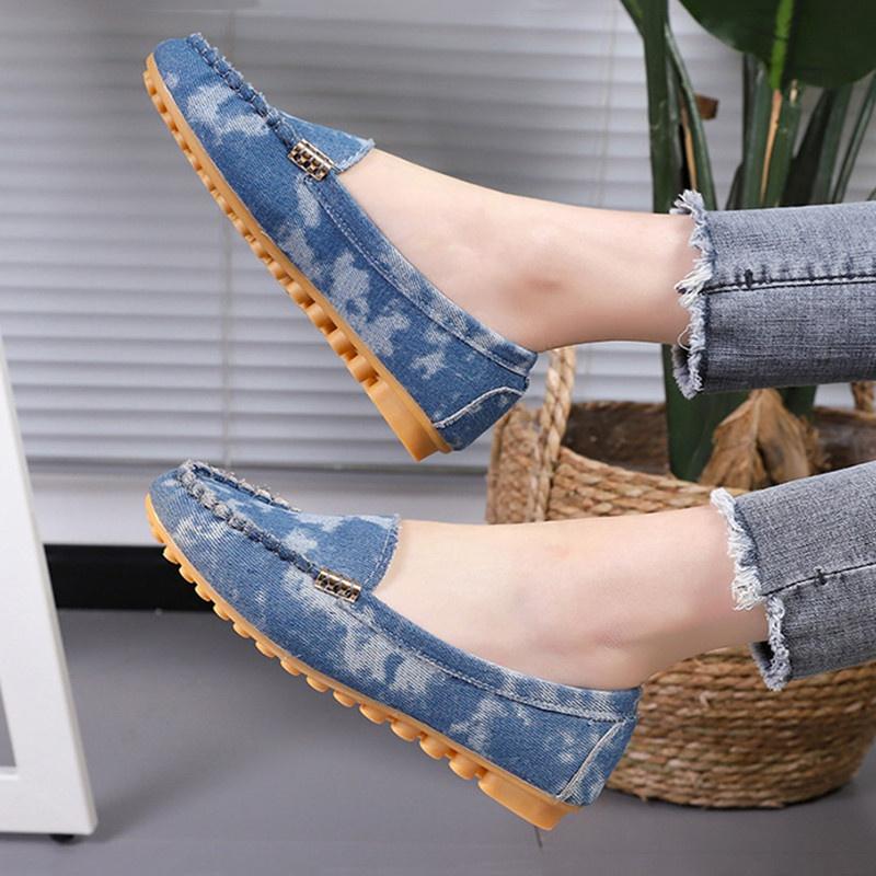 2021 модная женская обувь, повседневные лоферы на плоской подошве, женская обувь Chaussure Femme, без шнуровки, мягкие джинсовые туфли на плоской подошве, джинсовая обувь