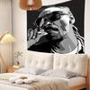 Hip Hop Rap Black White Tapestry, European American Rapper Portrait Wall Hanging for Bedroom Living Room