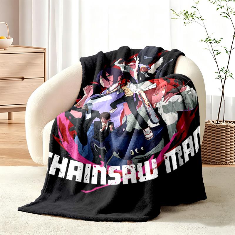Chainsaw Man blanket Flannel Blanket Soft Cozy Plush Throw for Sofa Bed Lightweight Home Decor