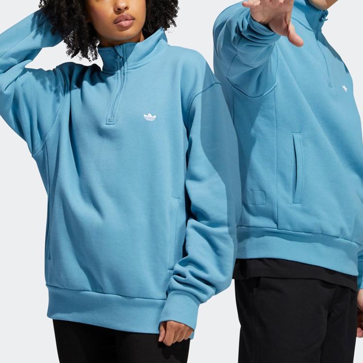 adidas Мужская толстовка на молнии Originals Trefoil с принтом логотипа, повседневная синяя кофта GL9943