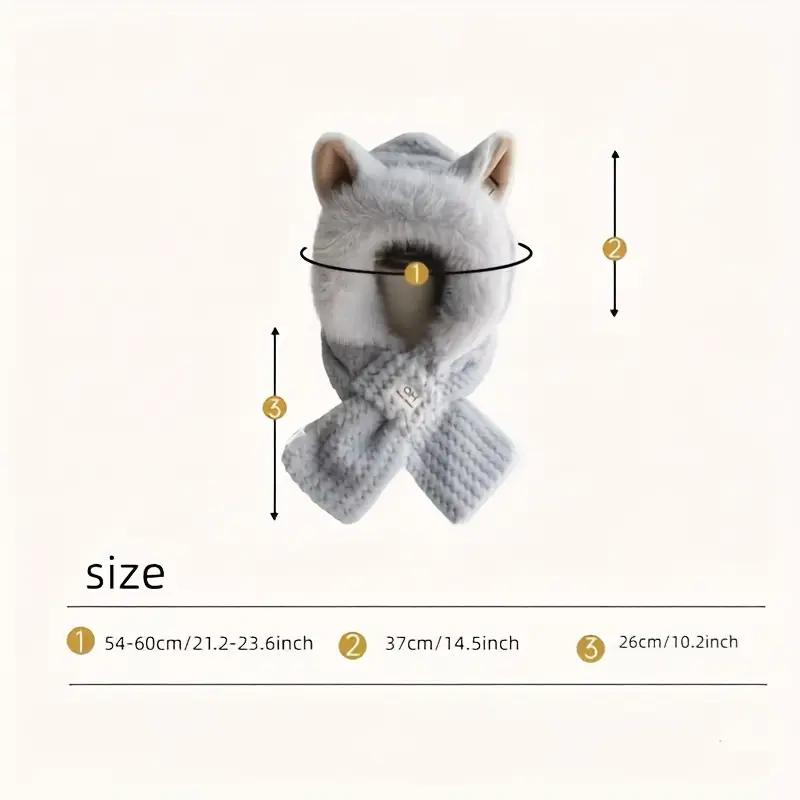 WTEMPO Autumn Winter Cute Plush Hats Women Solid Color Warm Ear Protection Hats Casual Versatile Outdoor Scarf Hats