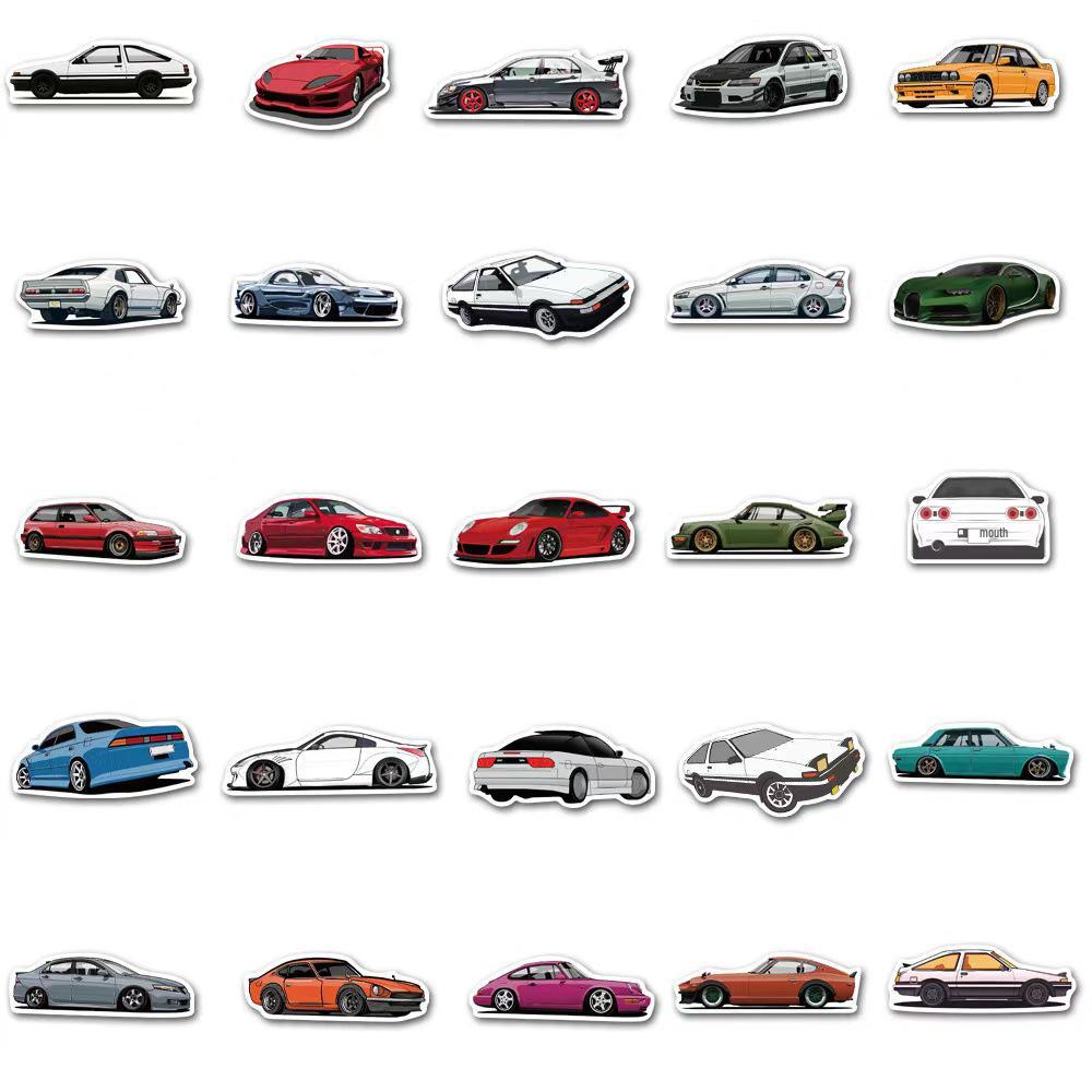 50 мультяшных JDM наклеек на автомобиль для украшения багажа, тележек и ноутбуков - Популярная распродажа